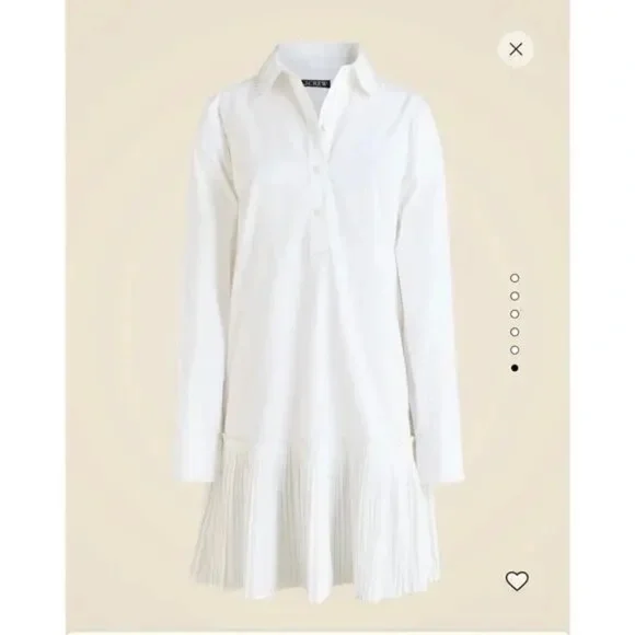 New! J. Crew Amelia Long Sleeve Cotton Poplin‎ Shirt Dress White 25206 - Picture 6 of 16